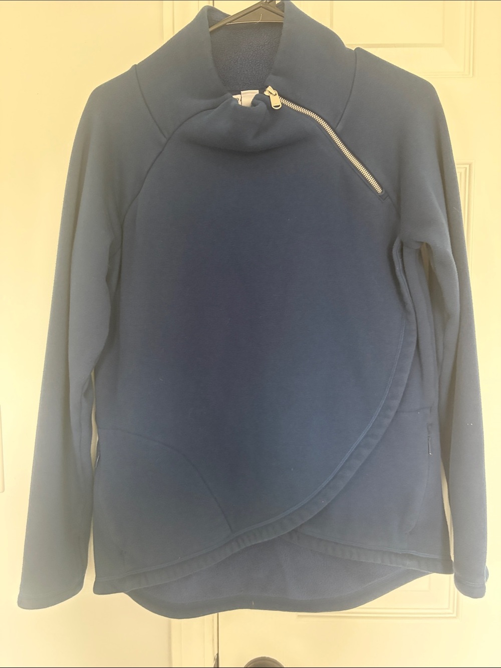 Athleta Navy Asymmetrical Zip Wrap Pullover